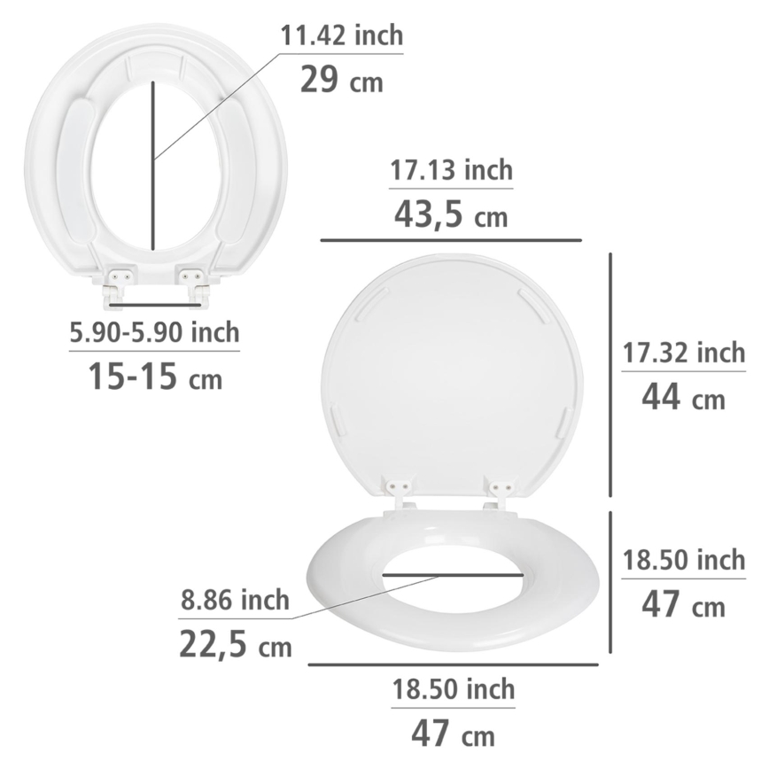 WENKO 25112100-WC asiento de inodoro TORINO 44x43,5 cm blanco