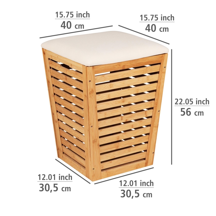 WENKO 25143100 - Cesto para ropa BAMBUSA 40x56 cm marrón