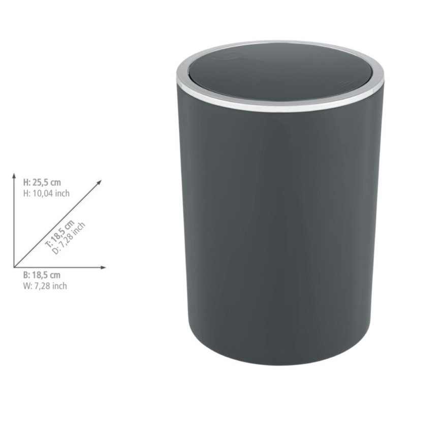 WENKO 25146100 - Cesta INCA 18,5x25,5 cm antracita/cromo brillante