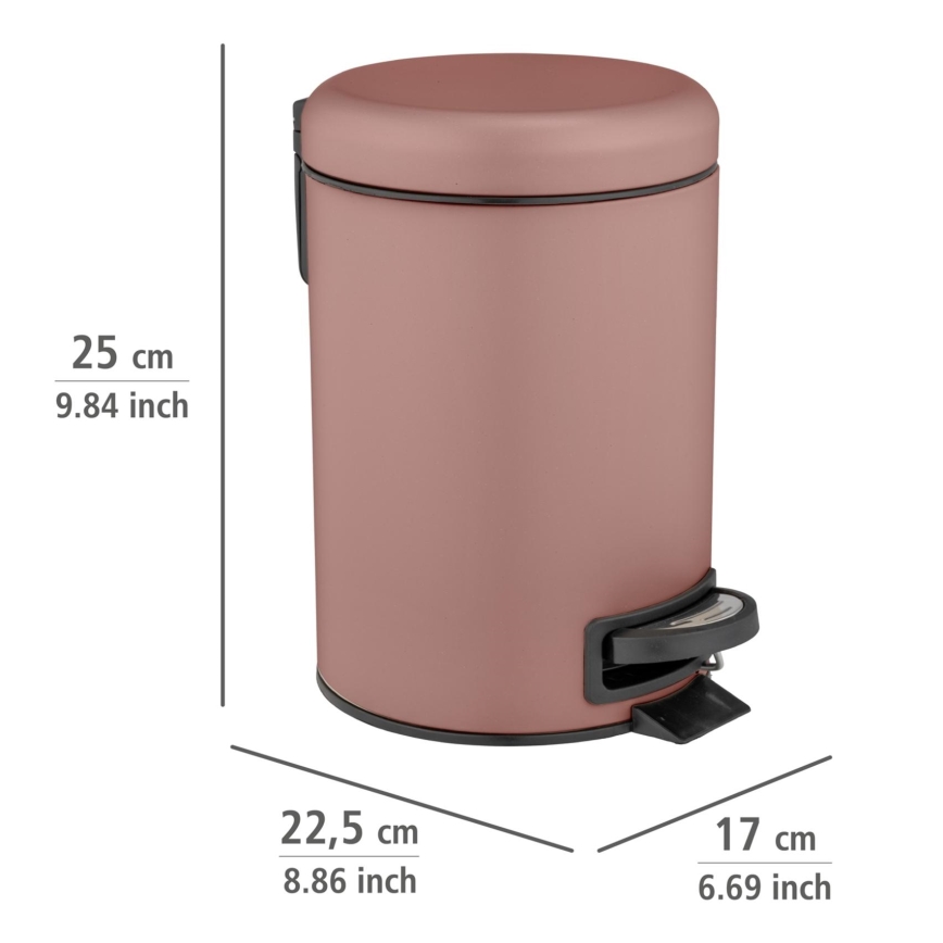 WENKO 25155100 - Papelera LEMAN 17x25 cm rosa/negro