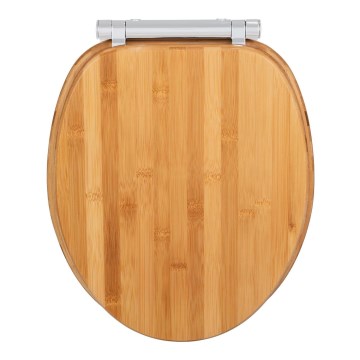 WENKO 25224100 - Asiento de inodoro BAMBOUSA 34,5 x 40,5 cm marrón/plateado