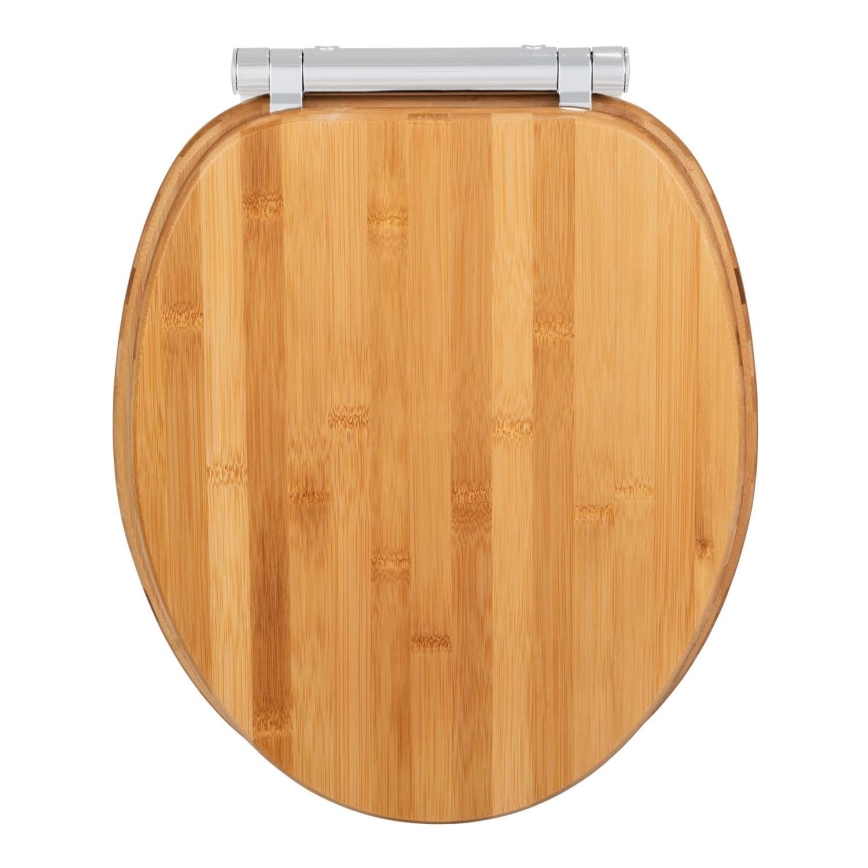WENKO 25224100 - Asiento de inodoro BAMBOUSA 34,5 x 40,5 cm marrón/plateado