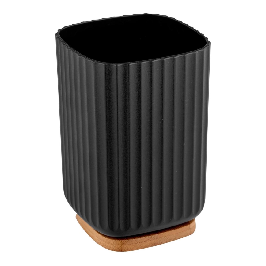 WENKO 25297100 - Vaso para cepillo de dientes ROTELLO 8,5x11 cm negro/marrón