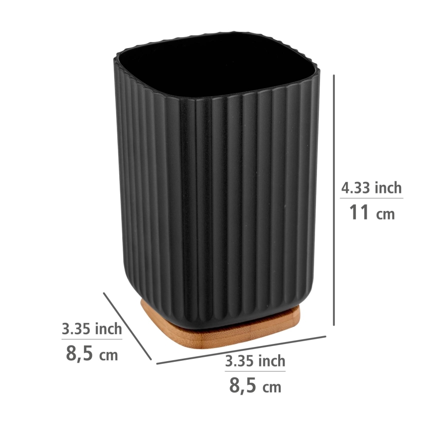 WENKO 25297100 - Vaso para cepillo de dientes ROTELLO 8,5x11 cm negro/marrón