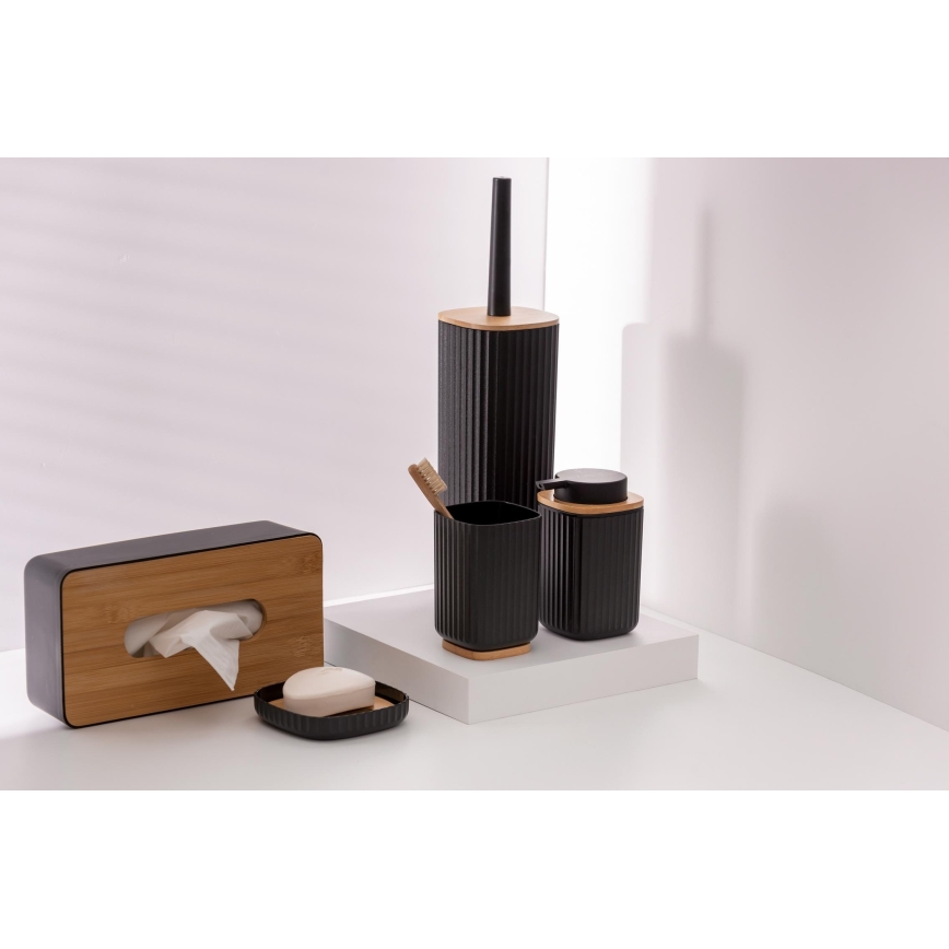 WENKO 25297100 - Vaso para cepillo de dientes ROTELLO 8,5x11 cm negro/marrón