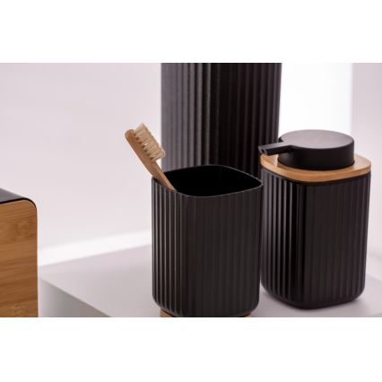 WENKO 25297100 - Vaso para cepillo de dientes ROTELLO 8,5x11 cm negro/marrón