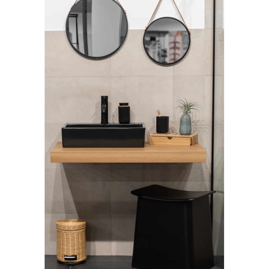 WENKO 25297100 - Vaso para cepillo de dientes ROTELLO 8,5x11 cm negro/marrón