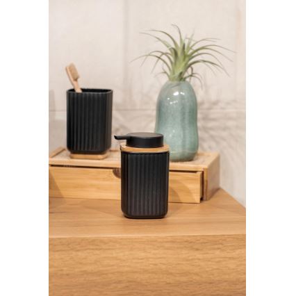 WENKO 25297100 - Vaso para cepillo de dientes ROTELLO 8,5x11 cm negro/marrón