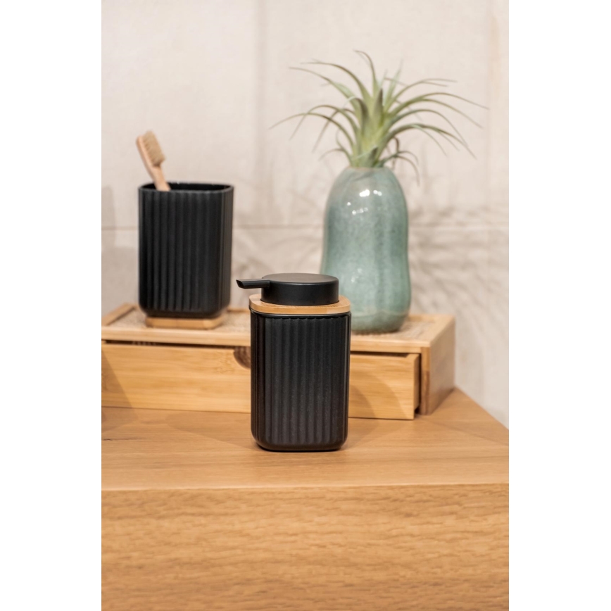 WENKO 25297100 - Vaso para cepillo de dientes ROTELLO 8,5x11 cm negro/marrón
