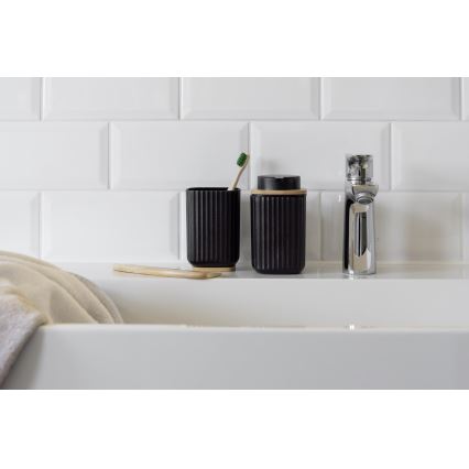 WENKO 25297100 - Vaso para cepillo de dientes ROTELLO 8,5x11 cm negro/marrón