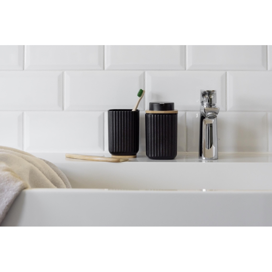 WENKO 25297100 - Vaso para cepillo de dientes ROTELLO 8,5x11 cm negro/marrón
