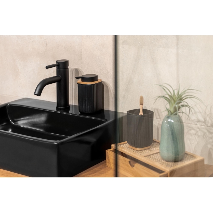 WENKO 25297100 - Vaso para cepillo de dientes ROTELLO 8,5x11 cm negro/marrón