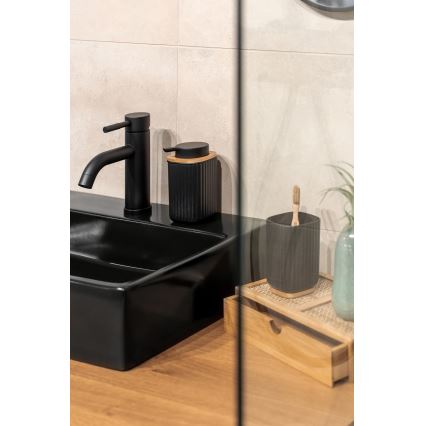 WENKO 25297100 - Vaso para cepillo de dientes ROTELLO 8,5x11 cm negro/marrón