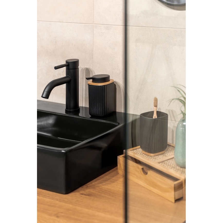 WENKO 25297100 - Vaso para cepillo de dientes ROTELLO 8,5x11 cm negro/marrón