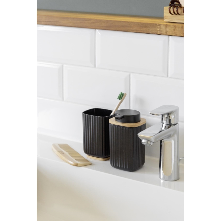 WENKO 25297100 - Vaso para cepillo de dientes ROTELLO 8,5x11 cm negro/marrón