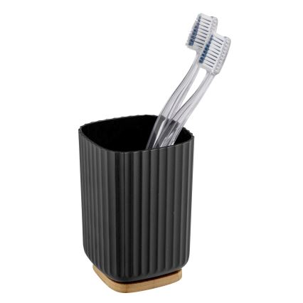WENKO 25297100 - Vaso para cepillo de dientes ROTELLO 8,5x11 cm negro/marrón