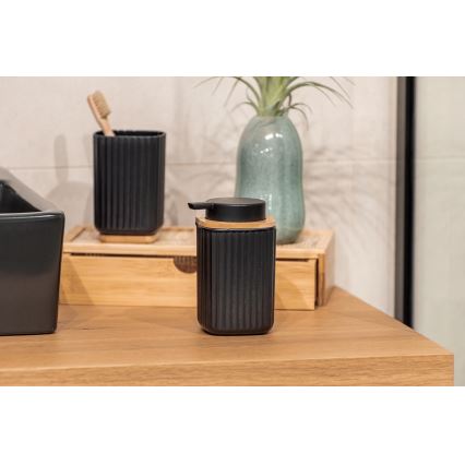 WENKO 25298100 - Dispensador de jabón ROTELLO 8,9x12,7 cm negro/marrón