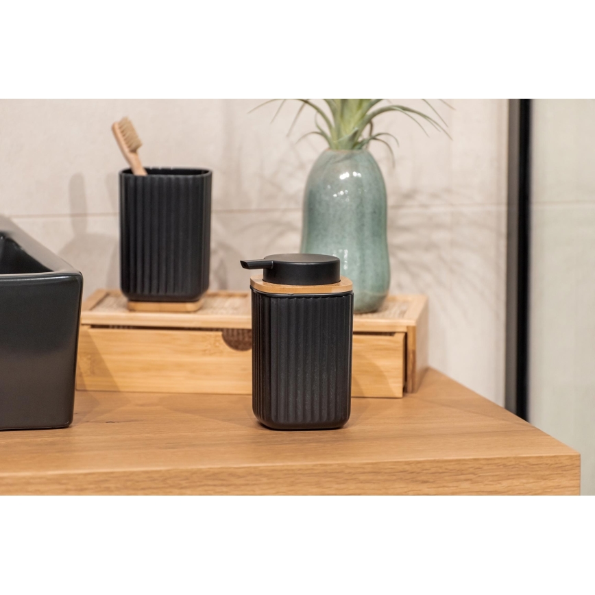WENKO 25298100 - Dispensador de jabón ROTELLO 8,9x12,7 cm negro/marrón