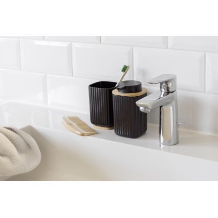 WENKO 25298100 - Dispensador de jabón ROTELLO 8,9x12,7 cm negro/marrón