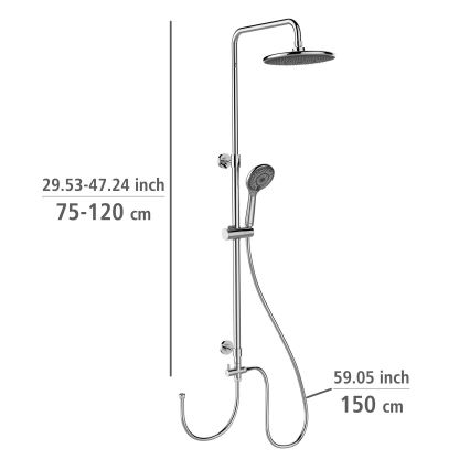WENKO 25310100 - Set de ducha WATERSAVING SYSTEM, acero inoxidable/cromo brillante