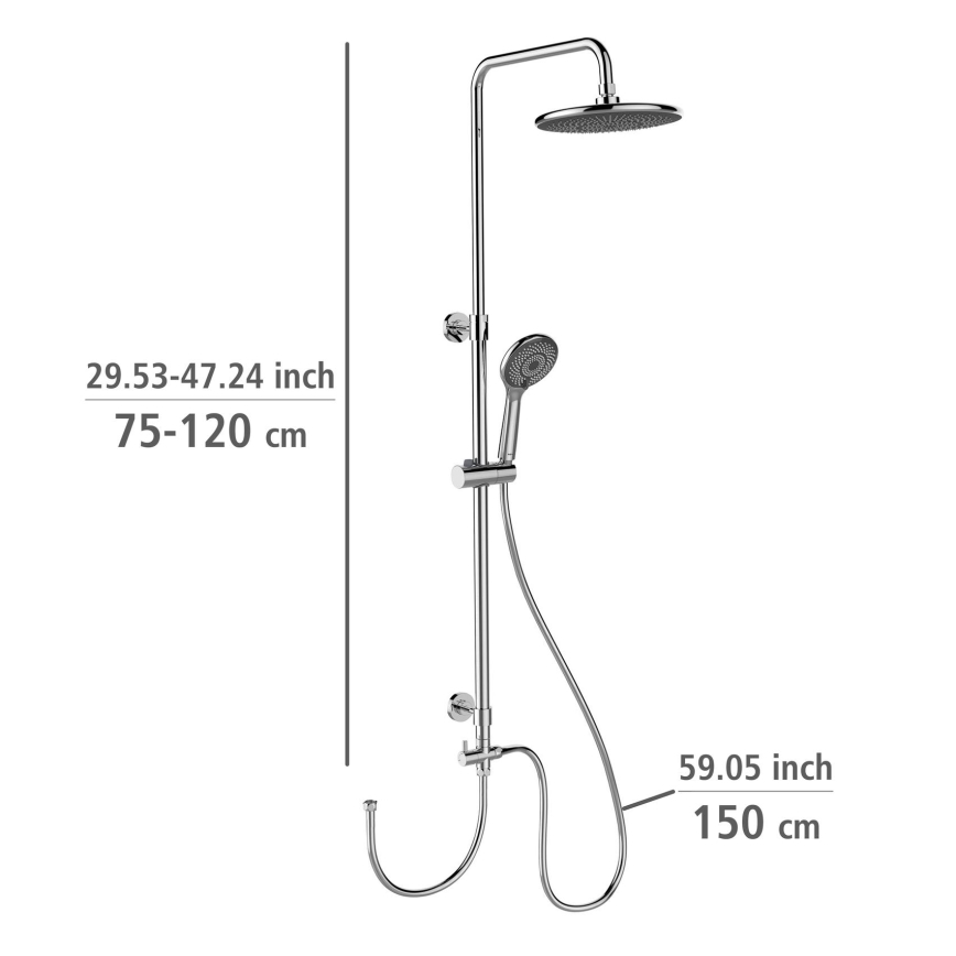 WENKO 25310100 - Set de ducha WATERSAVING SYSTEM, acero inoxidable/cromo brillante