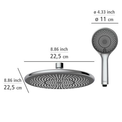 WENKO 25310100 - Set de ducha WATERSAVING SYSTEM, acero inoxidable/cromo brillante