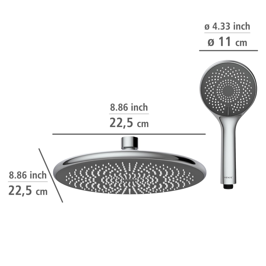 WENKO 25310100 - Set de ducha WATERSAVING SYSTEM, acero inoxidable/cromo brillante