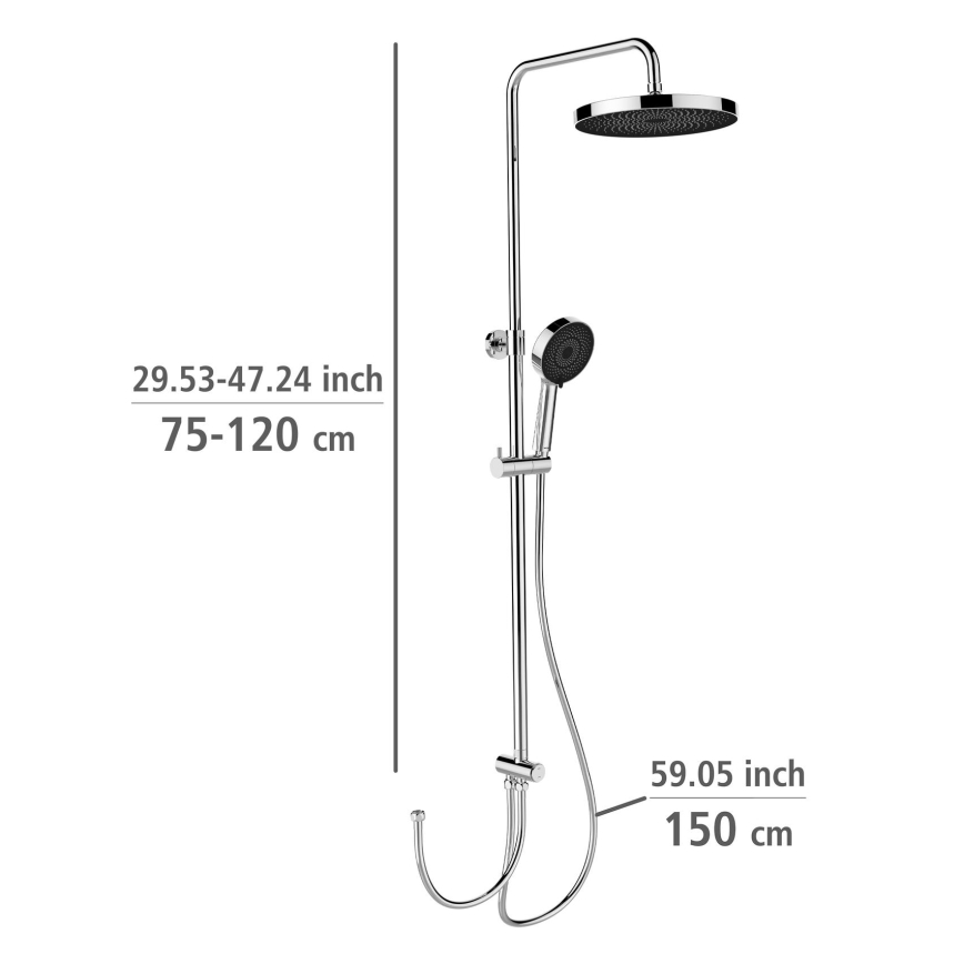 WENKO 25312100 - Columna de ducha SOFTWATER 12x120 cm cromo brillante