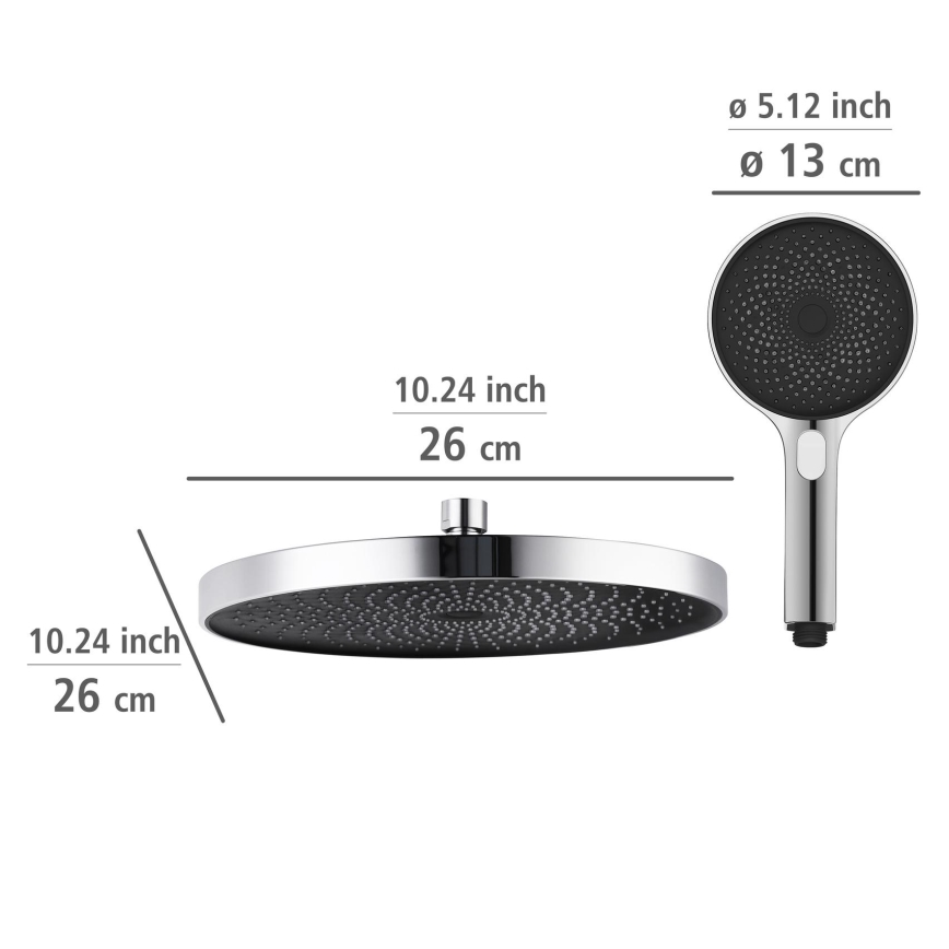 WENKO 25312100 - Columna de ducha SOFTWATER 12x120 cm cromo brillante