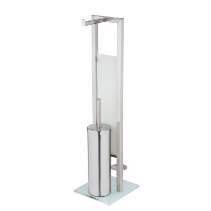 WENKO 25399100 - Escobilla para inodoro RIVALTA 18x70 cm plateada/blanca/negra