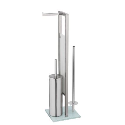 WENKO 25399100 - Escobilla para inodoro RIVALTA 18x70 cm plateada/blanca/negra