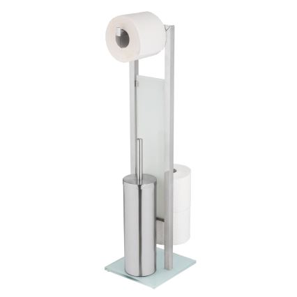 WENKO 25399100 - Escobilla para inodoro RIVALTA 18x70 cm plateada/blanca/negra