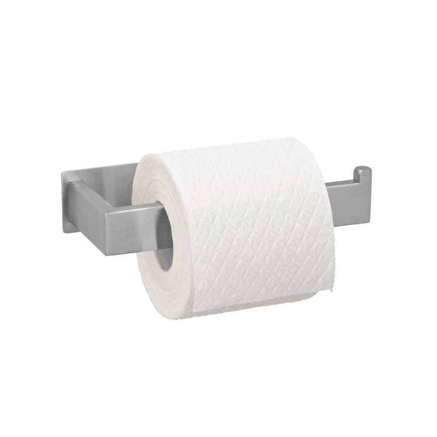 WENKO 25422100 - Soporte para papel higiénico TURBO-LOC GENOVA MATE 15,3x7,6 cm plateado