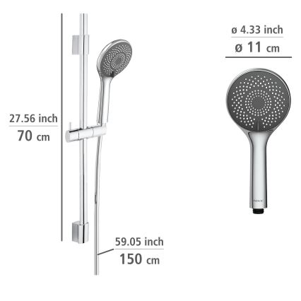 WENKO 25452100 - Set de ducha SISTEMA DE AHORRO DE AGUA 70 cm plateado