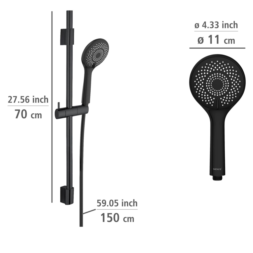 WENKO 25453100 - Set de ducha WATERSAVING SYSTEM 70 cm negro