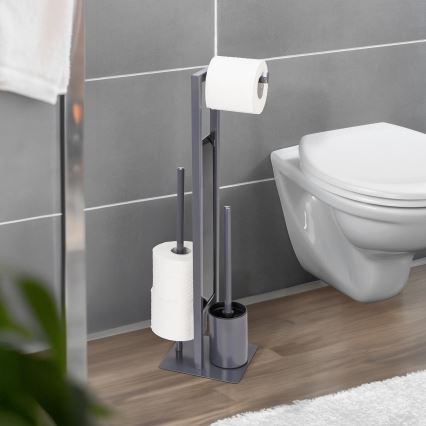 WENKO 25552100 - Escobilla para WC RIVALTA 18x70 cm gris/negro