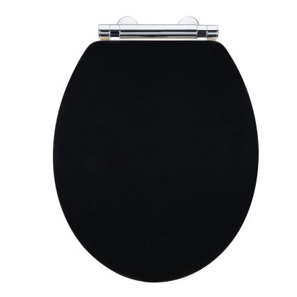 WENKO 25772100 - Asiento de inodoro BAMBUZA 37x44 cm negro/marrón/cromo brillante