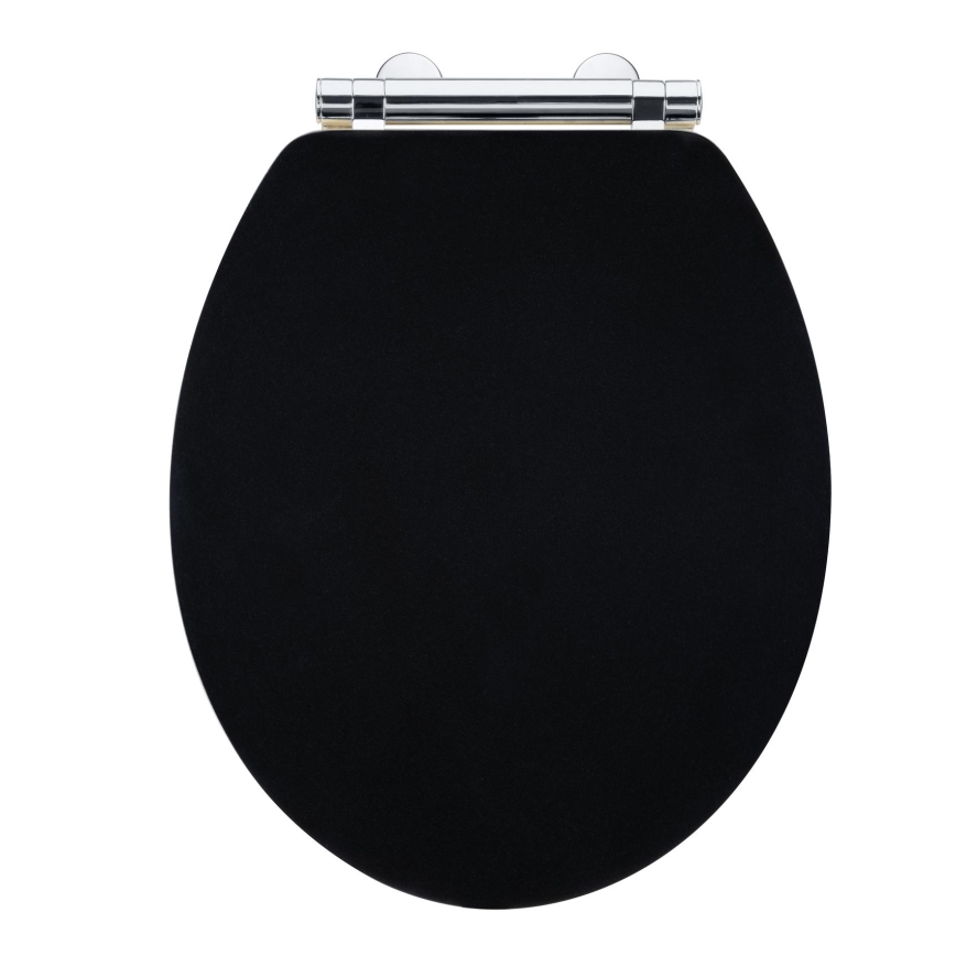 WENKO 25772100 - Asiento de inodoro BAMBUZA 37x44 cm negro/marrón/cromo brillante