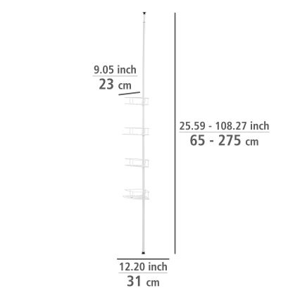 WENKO 26015100 - Estante de esquina DOLCEDO 31x230 cm acero inoxidable/blanco