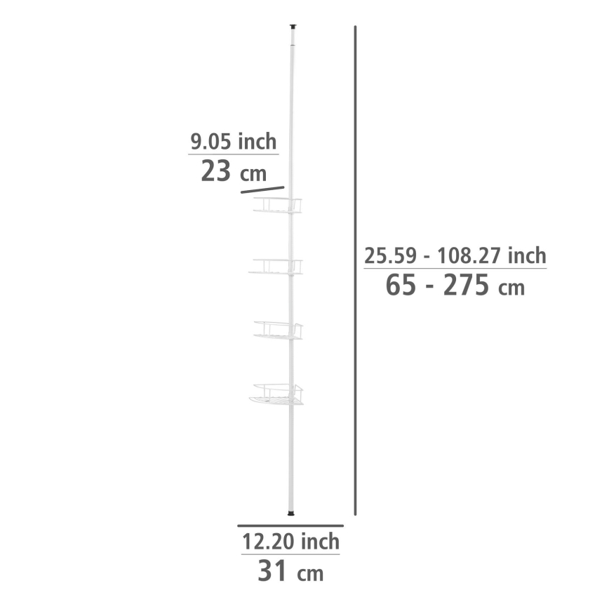 WENKO 26015100 - Estante de esquina DOLCEDO 31x230 cm acero inoxidable/blanco