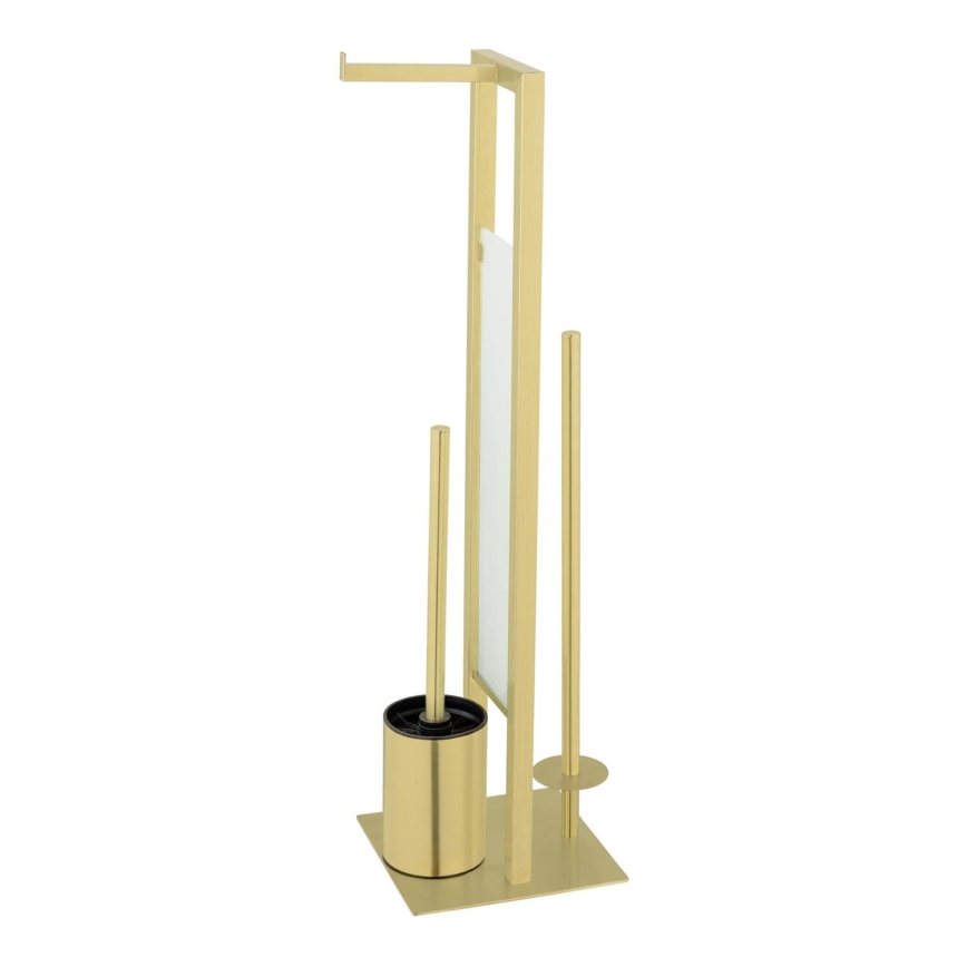 WENKO 26034100 - Juego para WC RIVALTA 18x70 cm, acero inoxidable/dorado/blanco/negro