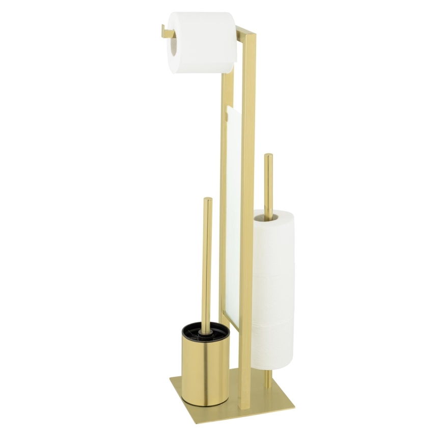 WENKO 26034100 - Juego para WC RIVALTA 18x70 cm, acero inoxidable/dorado/blanco/negro