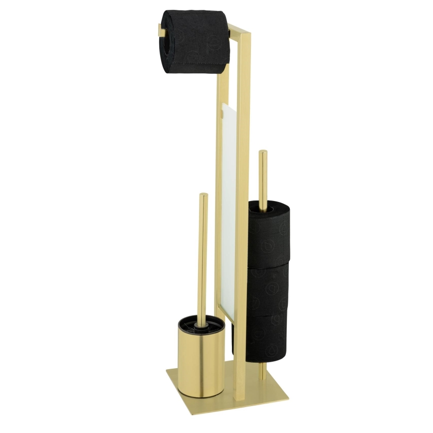 WENKO 26034100 - Juego para WC RIVALTA 18x70 cm, acero inoxidable/dorado/blanco/negro