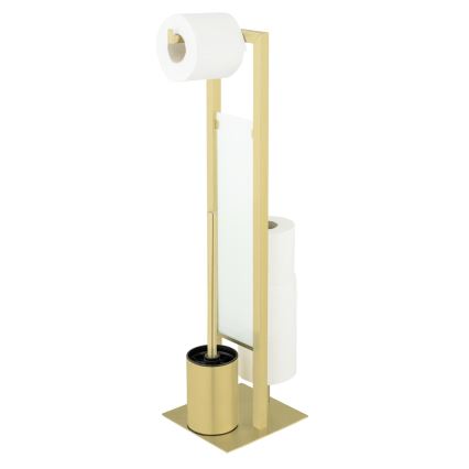 WENKO 26034100 - Juego para WC RIVALTA 18x70 cm, acero inoxidable/dorado/blanco/negro