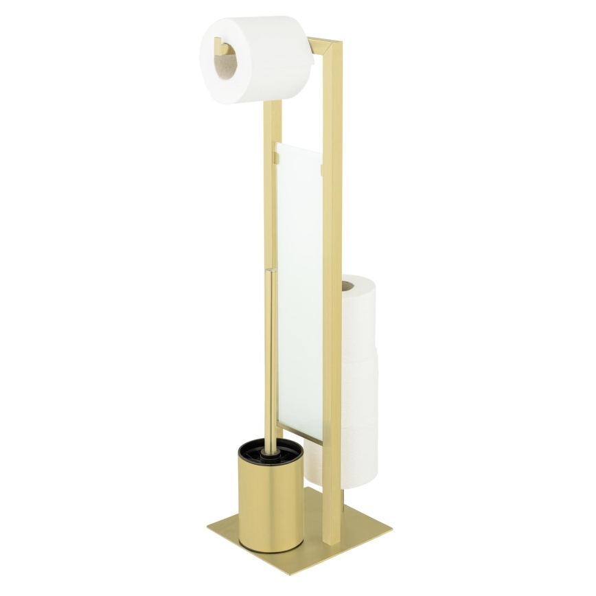 WENKO 26034100 - Juego para WC RIVALTA 18x70 cm, acero inoxidable/dorado/blanco/negro