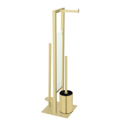 WENKO 26034100 - Juego para WC RIVALTA 18x70 cm, acero inoxidable/dorado/blanco/negro