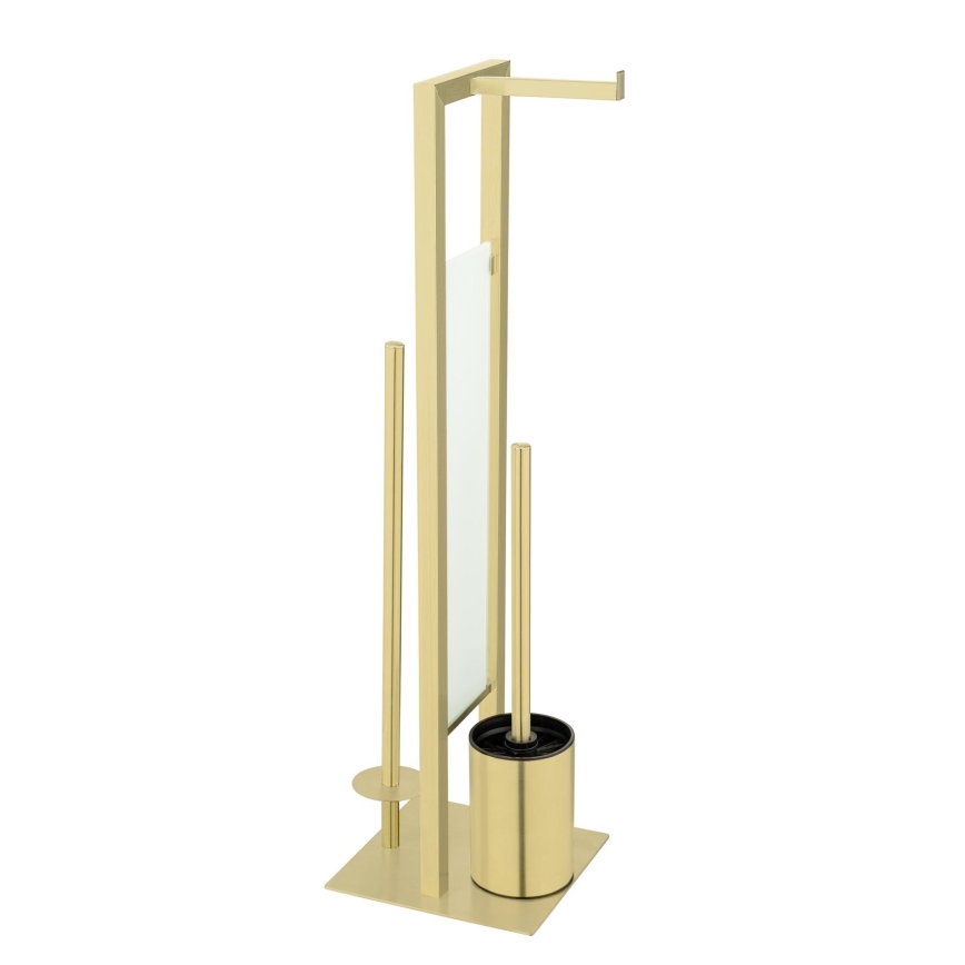 WENKO 26034100 - Juego para WC RIVALTA 18x70 cm, acero inoxidable/dorado/blanco/negro