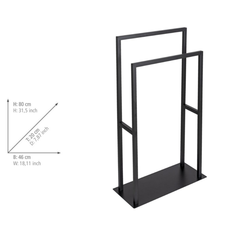 WENKO 26056100 - Toallero de pie RIVALTA 46x80 cm acero inoxidable/negro