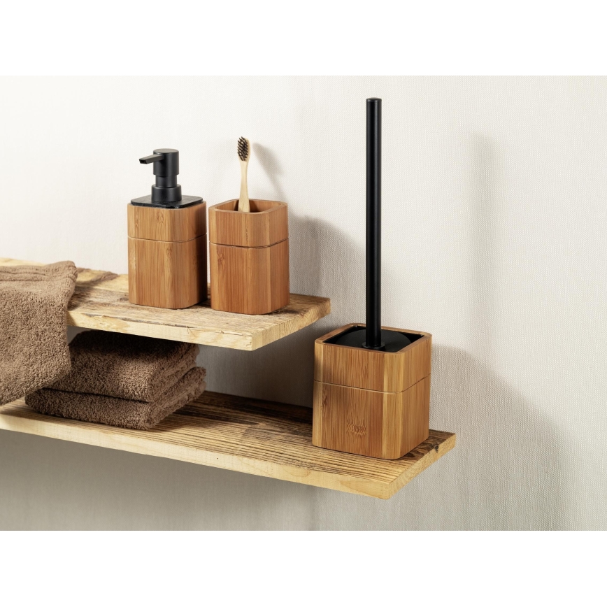 WENKO 26102100 - Dispensador de jabón SERRO 7,5x16,5 cm marrón/negro