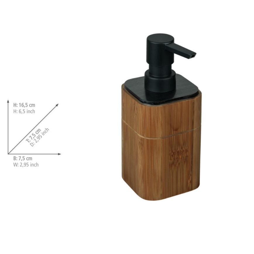 WENKO 26102100 - Dispensador de jabón SERRO 7,5x16,5 cm marrón/negro